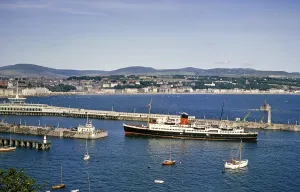 Passenger ferry arriving in the harbour of Douglas, Isle of Man, British Crown Colony, around 1965, Europe