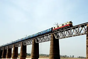 Passenger train on bridge, Calcutta Kolkata