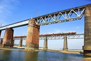 Passenger train on bridge, Calcutta Kolkata