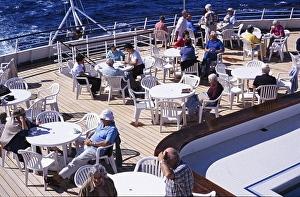Passengers on board the cruise ship MV Minerva, travel company Swan Hellenic in 1999, Swan Hellenic has been out of business since 2017