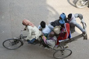 Passengers sitting in cycle rickshaw
