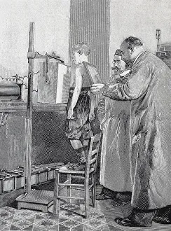 A patient being examined with X-rays