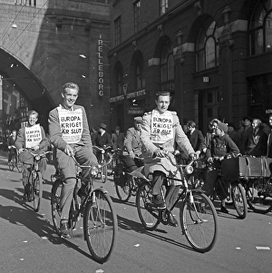 Peace celebration 1945. People of Stockholm are celebrating the end of World War II