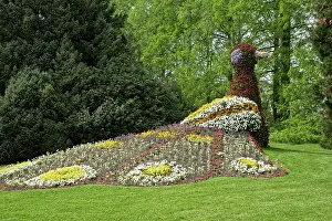 Peacock, flower sculpture, Mainau Island
