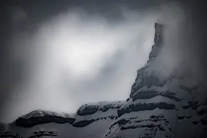 Peak of Hohen Ifen in the fog, Rietzlern