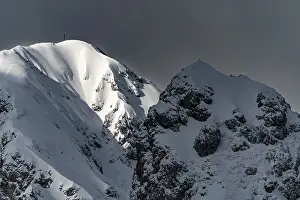 Peak of the Koellenspitze in snowy mountain landscape