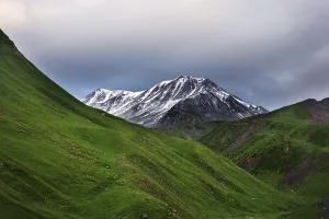 Peaks and slopes of the Caucasus Mountains in Georgia