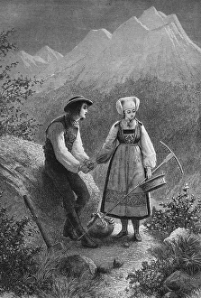 Peasant couple at the Hardanger Fjord