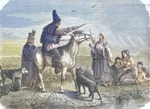 Peasants in country traditional costume in Bukovina