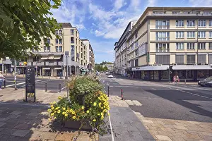 Pedestrian zone, residential and commercial buildings