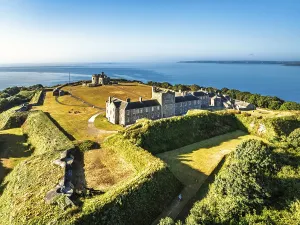 Pendennis Castle and Pendennis Point from a drone