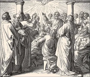 Pentecost, the descent of the Holy Spirit upon the Apostles