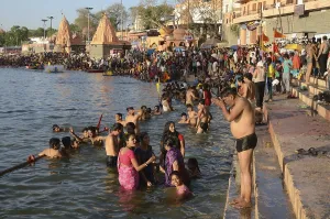 People bathing in shipra river