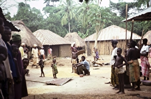 People in the centre of a village, Roten, Northern Province, Sierra Leone, West Africa 1978, Africa