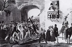 The people of Grenoble bring Napoleon the ruins of the city gate they destroyed on 7 March 1815