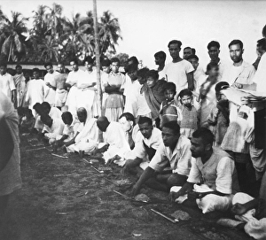 People having their meals at village Dasgharia Noakhali East Bengal Kanu Gandhi stayed November 1946