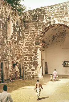 People inside ruined church of Saint Paul Malacca or Melaka