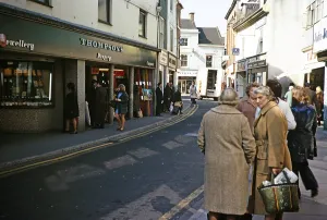 People shopping in the town centre, Wellington, Shropshire, England, UK 1972