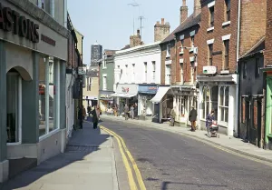 People shopping in the town centre, Wellington, Shropshire, England, UK 1972