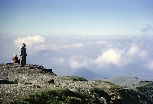 People on the summit of Mount Snowdon, Snowdonia, North Wales, Great Britain 1966