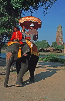 People, tourists, temple ruins