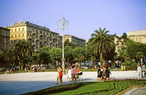 People in the town square, Piazza Cavour, Ancona, Marche region, Italy 1969