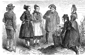 People in traditional traditional costume from the district of Hesse-Darmstadt