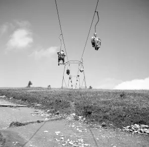 People travel with a chairlift