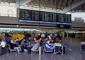 People waiting at the airport check-in hall Frankfurt am Main