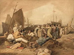 People waiting with luggage at Dover Pier