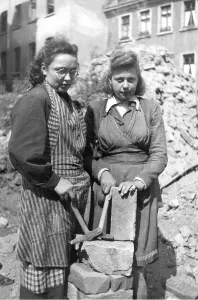 People, woman, two, woman in ruins
