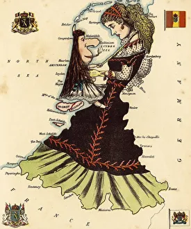 Personified map, c. 1880, Holland and Belgium