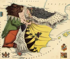 Personified map, c. 1880, Iberian Peninsula