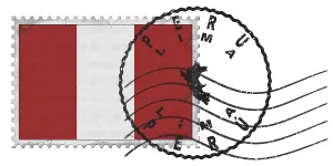 Peru Lima Stamp with National Flag and Postmark
