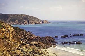 Petit Bot Kuestenlandschaft Strand Guernsey, Kanalinsel, Grossbritannien, Juni 1974
