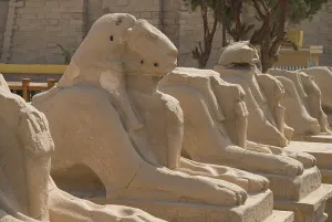 Phinx alley, ram-headed sphinxes in front of the 1st pylon