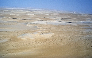 Photo of the Arabian desert taken by a helicopter pilot working in the oil industry in Dharhan, Saudi Arabia, 1979, Asia