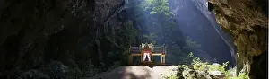 Photo of buddhist temple in mountain cave
