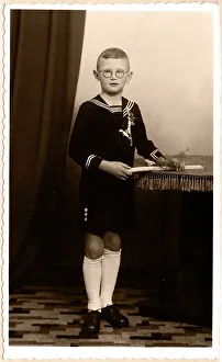 Photo print, boy at first communion