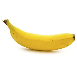 Photo of the yellow banana against the white background