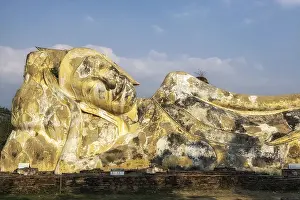 Phra Noon reclining Buddha at Wat Lokayasutharam in Ayutthaya