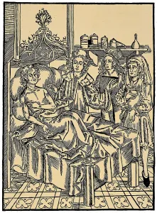 A physician attending a plague patient