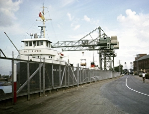 Pic River cargo ship (built 1896) and quayside cranes, Welland canal, St Lawrence seaway, Great Lakes, Ontario, Canada, North America 1963, North America