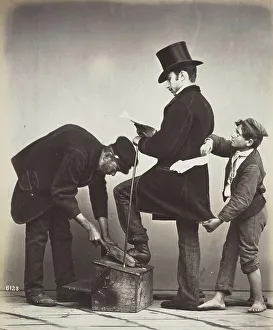 Pickpocket at work, While a shoeshine boy distracts the victim