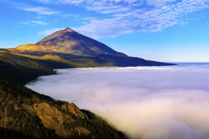 Pico del Teide at sunrise over trade wind clouds