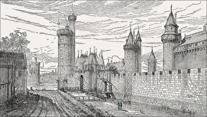 Pictorial reconstruction of the Louvre Palace in the 14th century