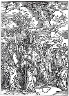 Picture cycle The Apocalypse, four angels stopping the winds and signing the elect