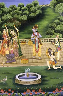 Picture of krishna playing holi with gopies (nalkdwral pichwai school)