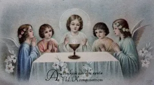 Picture of a saint, commemoration of the first holy communion