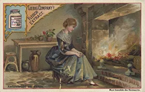 Picture series Cinderella, by the fireplace